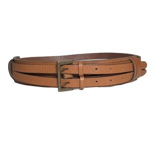 Lenny Niemeyer Minimalist Quiet Luxury Double Strap Leather Belt 28 Tan STAINED